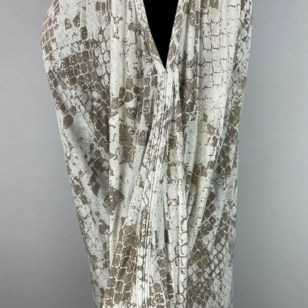 Express M Patterned Gold Accents Top Cold Shoulder Dolman Like Sleeves - Picture 6 of 12